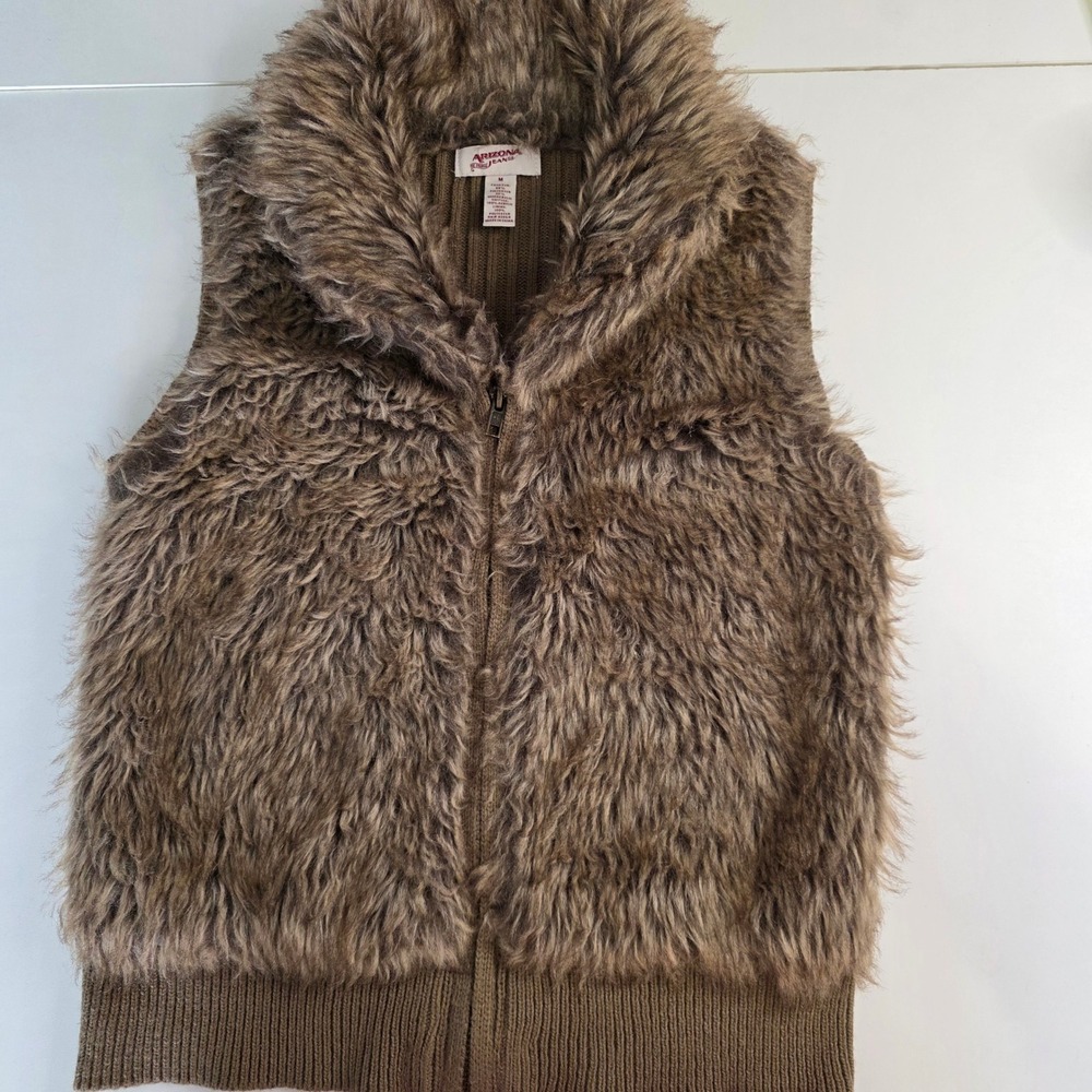 Arizona Jeans Co Kids Girls Brown Faux Fur Knit Vest Size‎ M